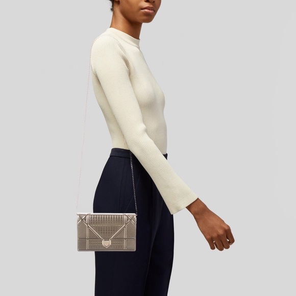 CHRISTIAN DIOR Metallic Patent Micro-Cannage Mini Diorama - Gold - Picture 12 of 12